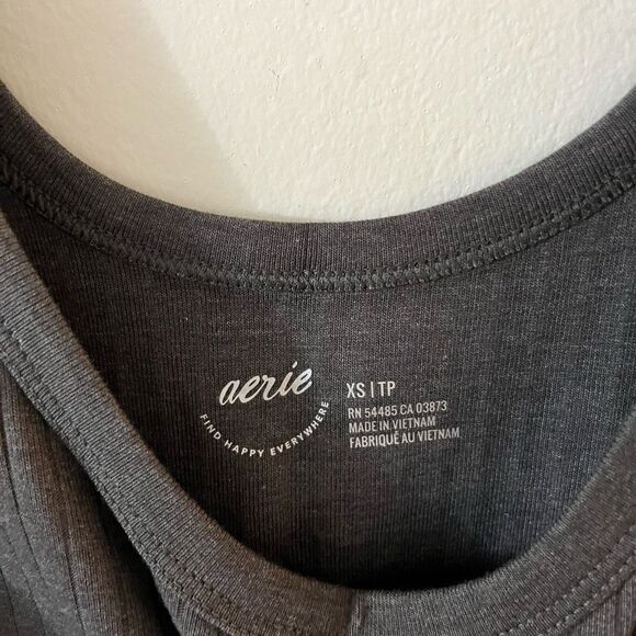 Aerie Ribbed Knit Dark Gray BlackTank Top XS NWT - Picture 5 of 9